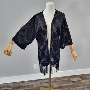 Guess Velvet Burnout Open Cardigan